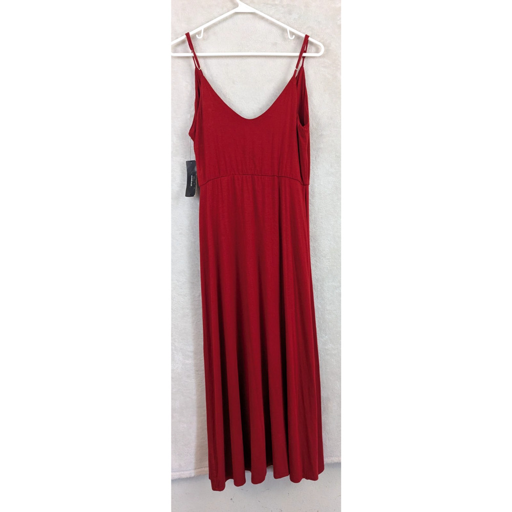 New Lulus sz M Midi length Faux Wrap Maxi Dress red sleeveless tank 3563 - Picture 4 of 6